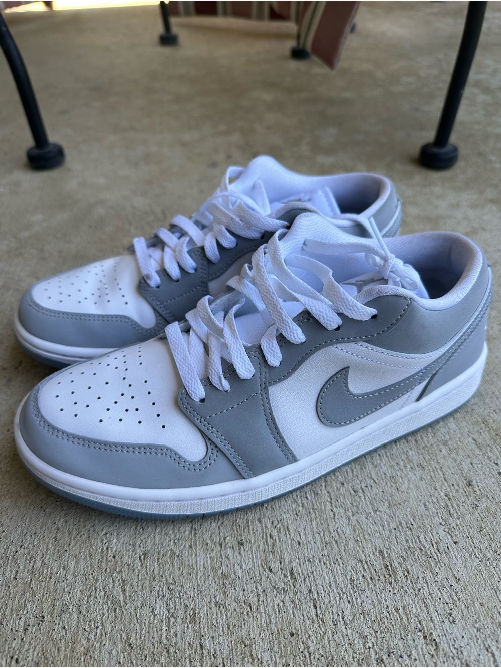 Womens Jordan 1 Low Wolf Grey Size 8.5W/ 7M